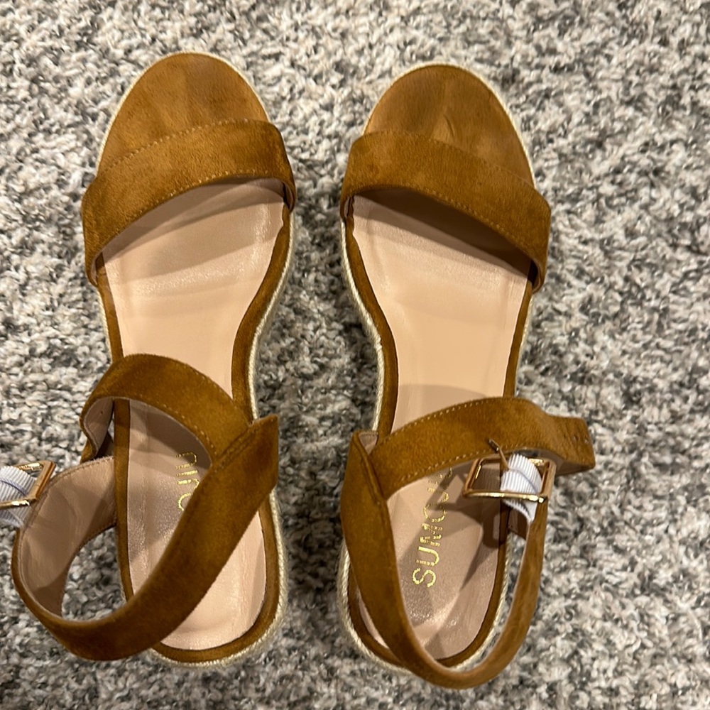 Tan suede wedges! Women’s size 8.5